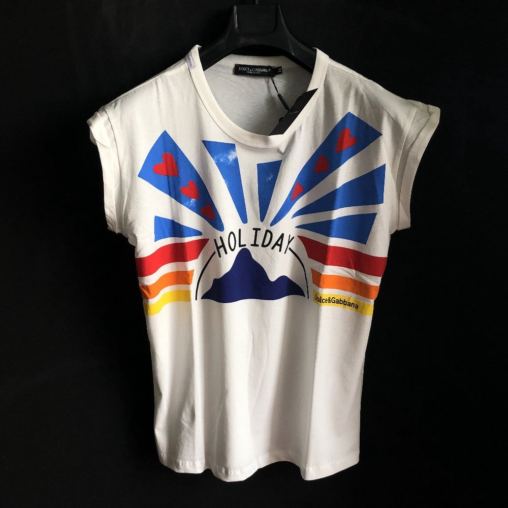 Dolce & Gabbana Sleeveless White T-Shirt "34"